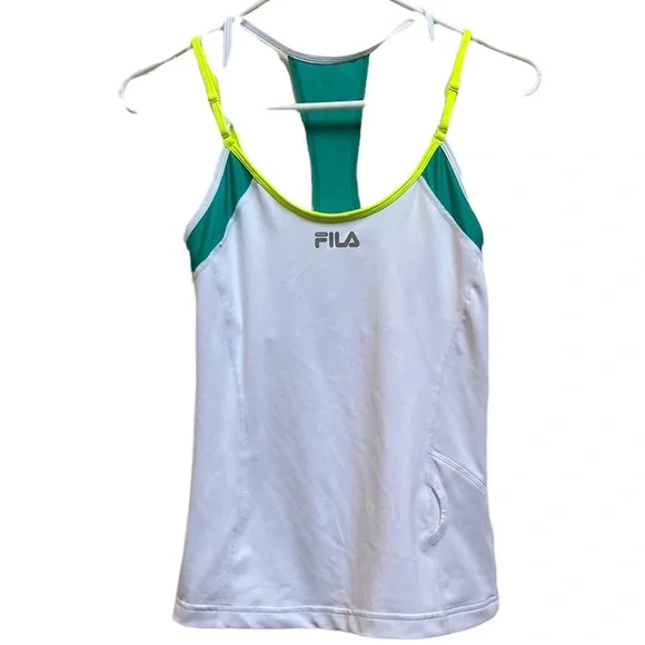 Fila | Tops | Fila Sport Whiteyellow Green Athletic Tank Top | Poshmark